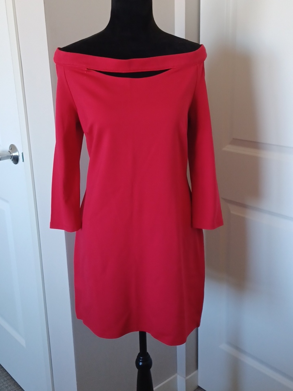 Boston Proper Beyond Sheath Boatneck Off the Shoulder 3/4 Sleeve Dress
